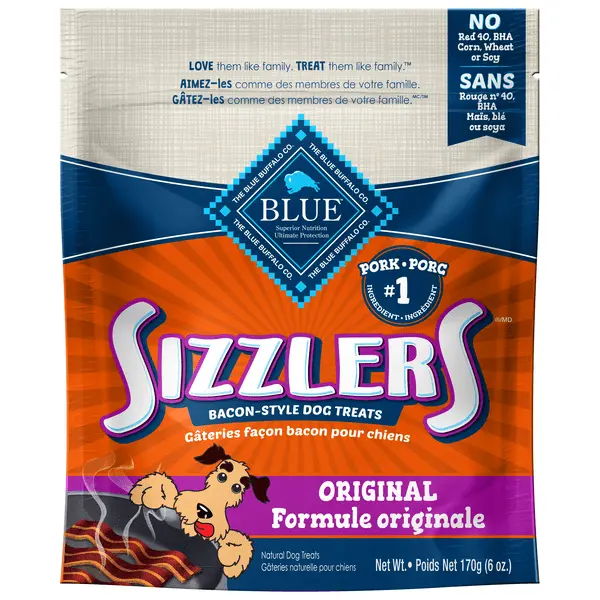 Blue Sizzlers Natural Pork Bacon-Style Dog Treats 1