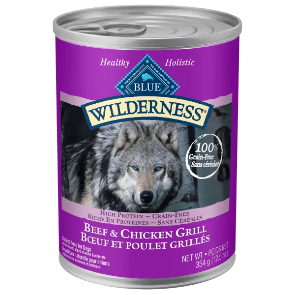 Blue Wilderness Grain Free Beef & Chicken Grill Canned Dog Food 1