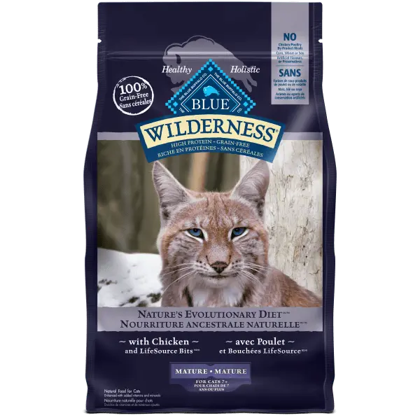 Blue Wilderness Grain Free Mature Chicken Recipe Dry Cat Food, 5Lb 1