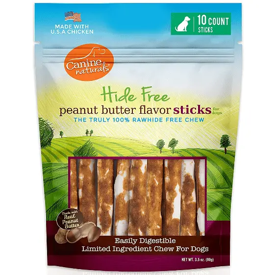 Canine Naturals Hide Free Peanut Butter Sticks Dog Chew 1
