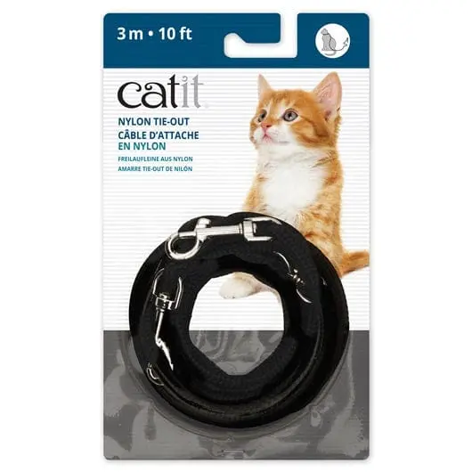 Catit 10Ft. Black Nylon Cat Tie-Out 1