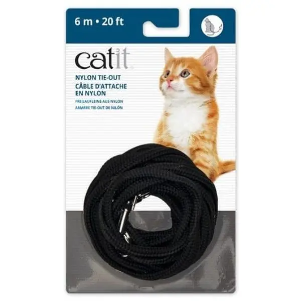 Catit 20Ft. Black Nylon Cat Tie-Out 1