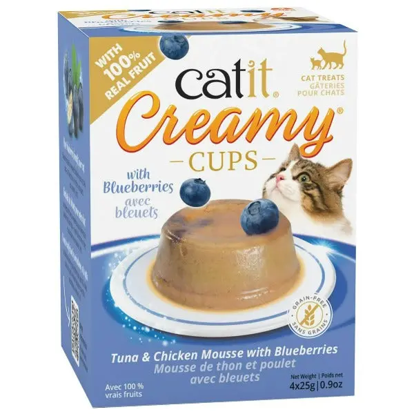 Catit Creamy Cups - Tuna & Chicken Mousse With Blueberry Cat Treat 1