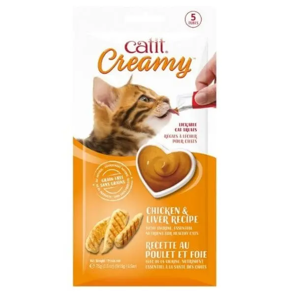 Catit Creamy Lickable Chicken & Liver Recipe Cat Treat 1