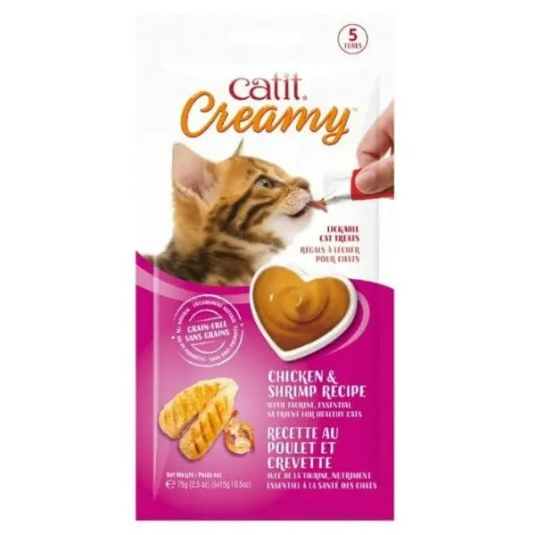 Catit Creamy Lickable Chicken & Shrimp Recipe Cat Treats 1
