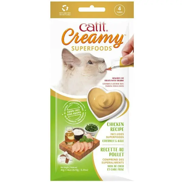 Catit Creamy Superfood Chicken Recipe With Coconut And Kale Cat Treats 1