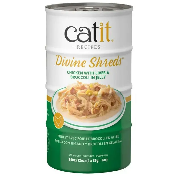 Catit Divine Shreds Chicken With Liver & Broccoli In Jelly Canned Cat Food Topper 4-Pack 1