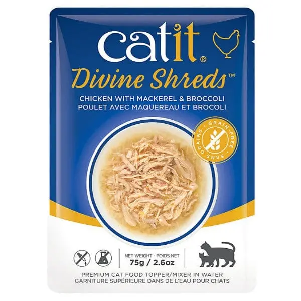 Catit Divine Shreds Chicken With Mackerel & Broccoli Cat Food Topper 1