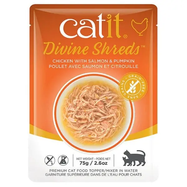 Catit Divine Shreds Chicken With Salmon & Pumpkin Cat Food Topper 1