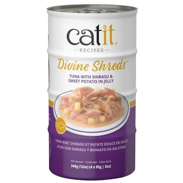 Catit Divine Shreds Tuna With Shirasu & Sweet Potato In Jelly Canned Cat Food Topper 4-Pack 1