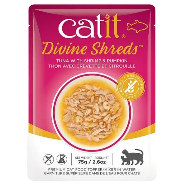 Catit Divine Shreds Tuna With Shrimp & Pumpkin Cat Food Topper 1