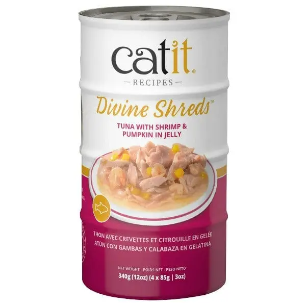 Catit Divine Shreds Tuna With Shrimp & Pumpkin In Jelly Canned Cat Food Topper 4-Pack 1