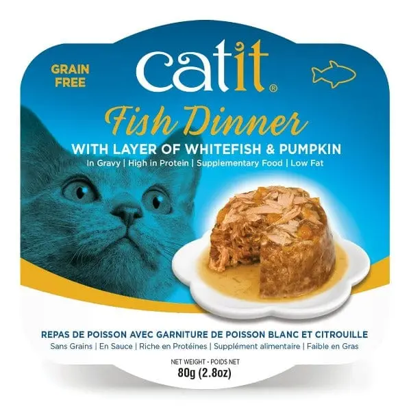 Catit Fish Dinner With Whitefish & Pumpkin Wet Cat Food 1