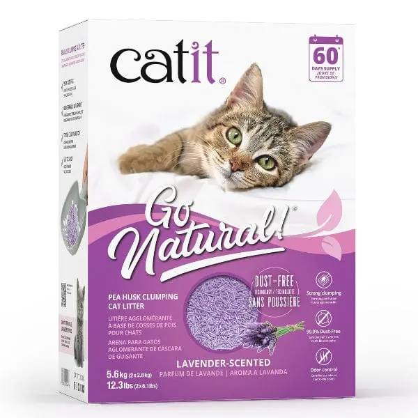 Catit Go Natural! Pea Husk Lavender-Scented Clumping Cat Litter, 5.6Kg 1