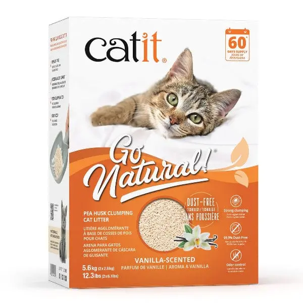 Catit Go Natural! Pea Husk Vanilla-Scented Clumping Cat Litter, 5.6Kg 1