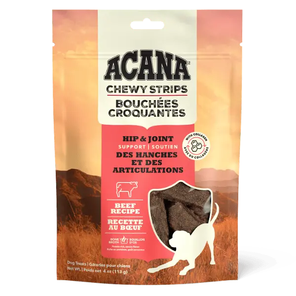 Acana Chewy Strips Dog Treats - Hip & Joint Support Beef Recipe 1