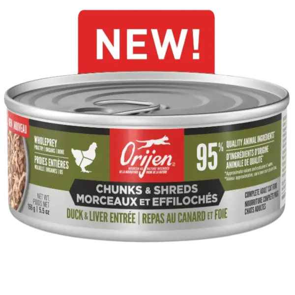 Orijen Duck & Chicken Chunks & Shreds Entrée Canned Cat Food, 5.5Oz 1