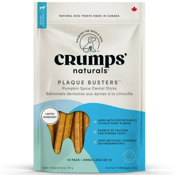 Crumps' Naturals Plaque Busters Pumpkin Spice Dental Sticks 1