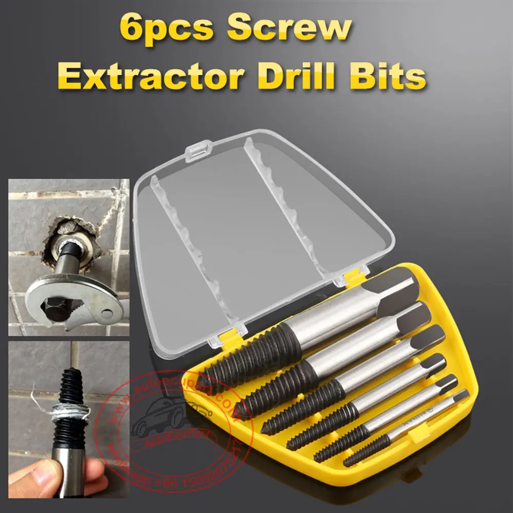 6Pcs/Set Damaged Screw Extractor Drill Bit Broken Screw Removal Tool 1