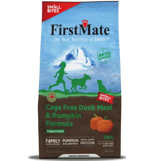 Firstmate Lid Cage Free Duck Meal & Pumpkin Formula Small Bites Dry Dog Food, 4Lb 1