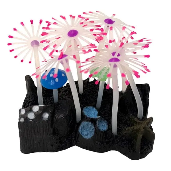 Fish Gear Glow Pink/Clear Mushrooms Silicone Aquarium Ornament 1