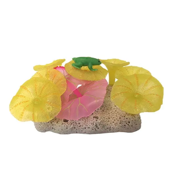 Fish Gear Glow Plant With Frog Silicone Aquarium Ornament 1