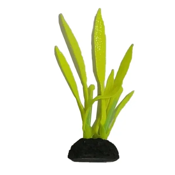Fish Gear Glow Yellow Cryptocoryne Silicone Aquarium Plant (4") 1