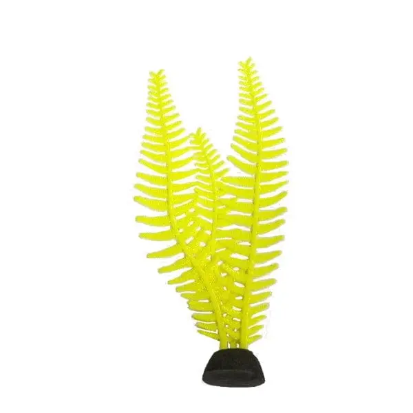 Fish Gear Glow Yellow Feather Algae Silicone Aquarium Plant (8") 1