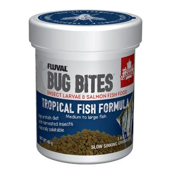 Fluval Bug Bites Slow Sinking Granules Tropical Fish Formula, 45G 1