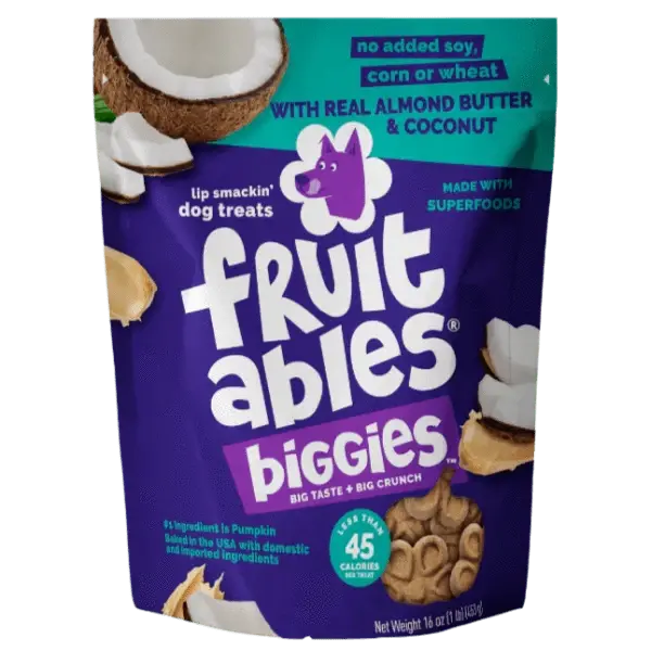 Fruitables Biggies Almond Butter & Coconut Dog Treats 1