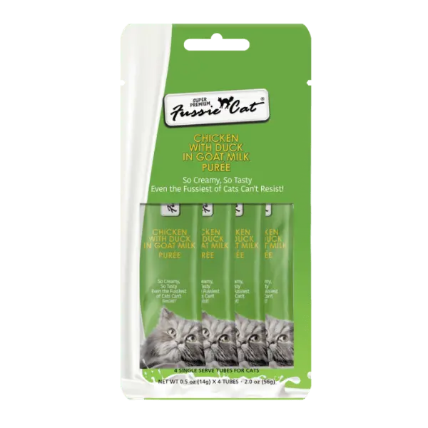 Fussie Cat Chicken With Duck In Goat Milk Purée Cat Treats 1
