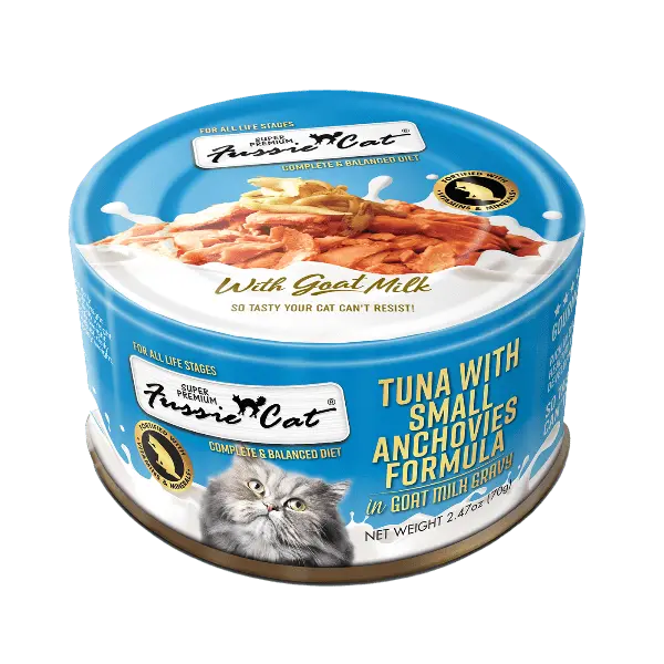Fussie Cat Tuna With Small Anchovies In Goat Milk Gravy Canned Cat Food, 2.47Oz 1