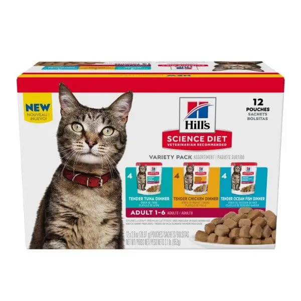 Science Diet Adult Tender Dinner Cat Food Pouch Variety Pack 1