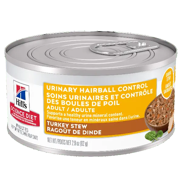 Science Diet Adult Urinary Hairball Control Turkey & Vegetable Stew Canned Cat Food, 2.9Oz 1