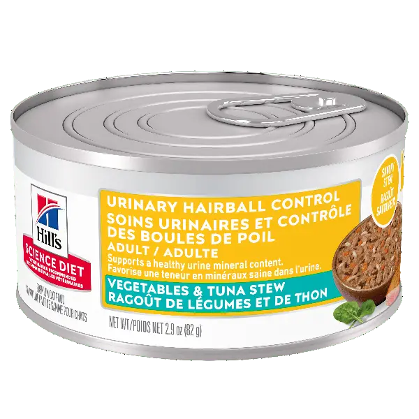 Science Diet Adult Urinary Hairball Control Vegetable & Tuna Stew Canned Cat Food, 2.9Oz 1