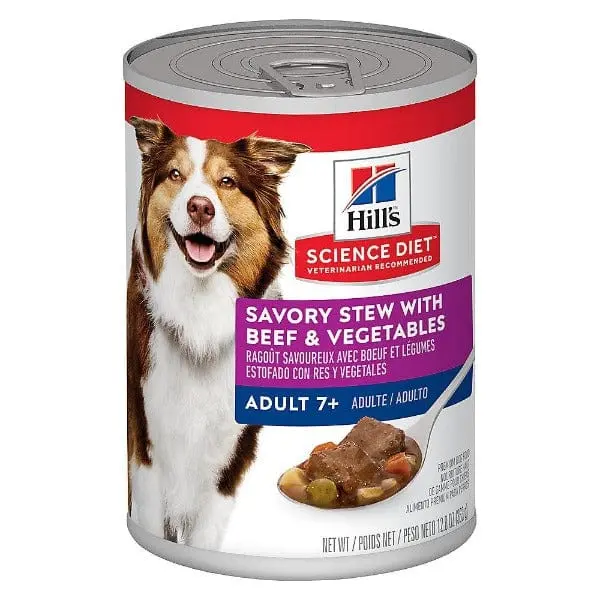 Science Diet Savory Stew With Beef & Vegetables Adult 7+ Canned Dog Food, 12.8Oz 1