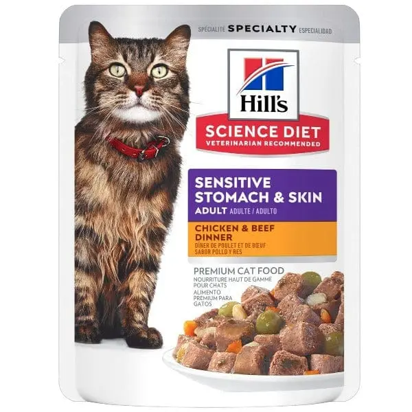 Science Diet Sensitive Stomach & Skin Chicken & Beef Pouch Cat Food 1