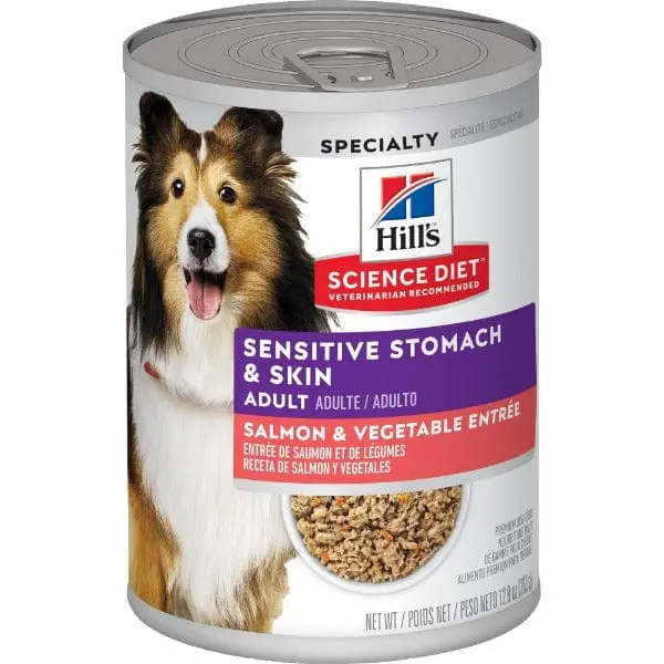 Science Diet Sensitive Stomach & Skin Salmon & Vegetable Entree Adult Canned Dog Food, 12.8Oz 1