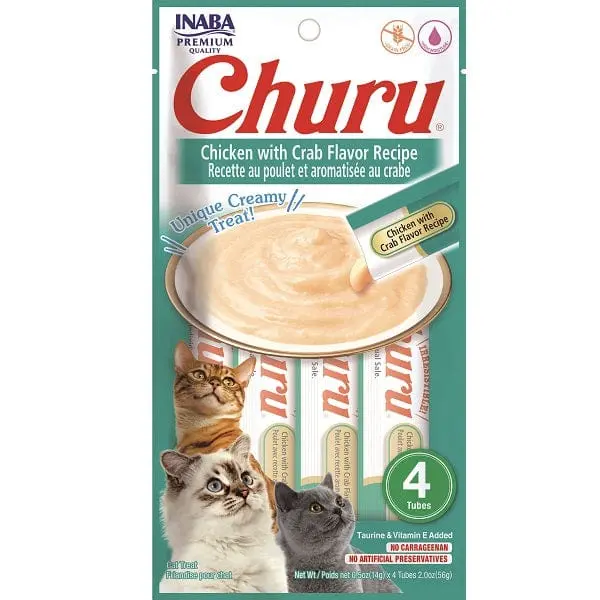 Inaba Churu Chicken With Crab Recipe Creamy Purée Cat Treat 1