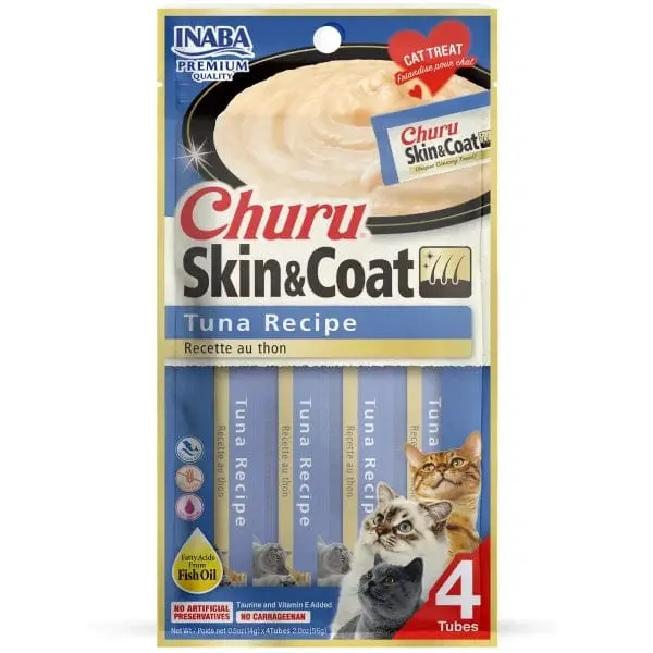 Inaba Churu Skin & Coat Tuna Recipe Creamy Purée Cat Treat 1