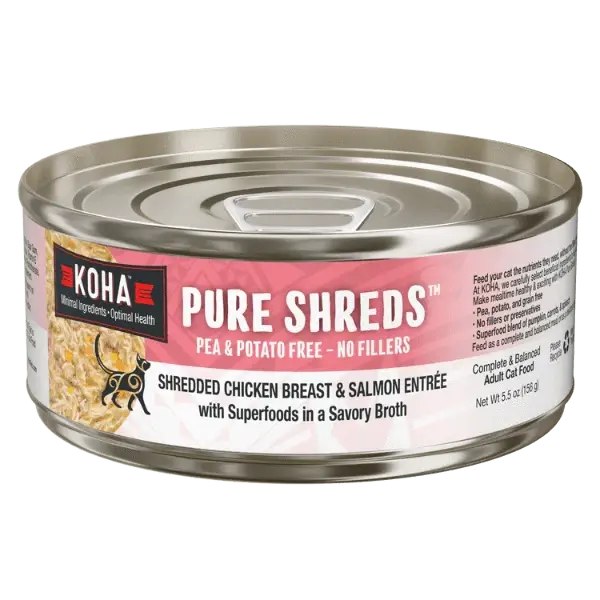 Koha Pure Shreds Shredded Chicken & Salmon Entree Canned Cat Food, 5.5Oz 1