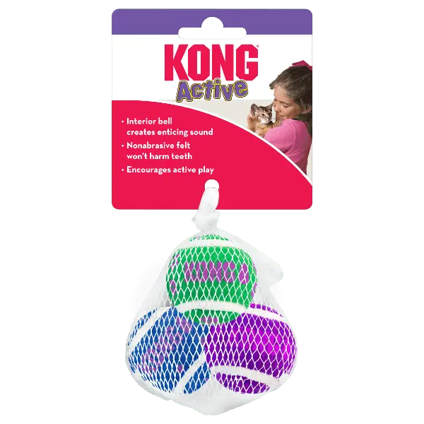 Kong Cat Active Tennis Balls With Bells Cat Toy 1