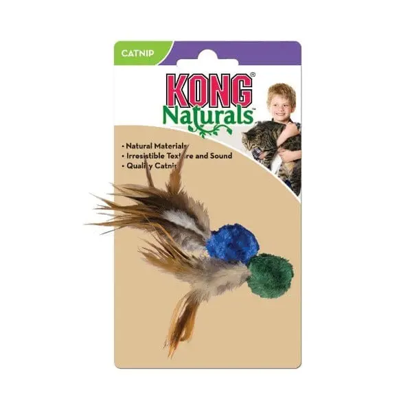 Kong Naturals Crinkle Ball W/Feathers Cat Toy 1