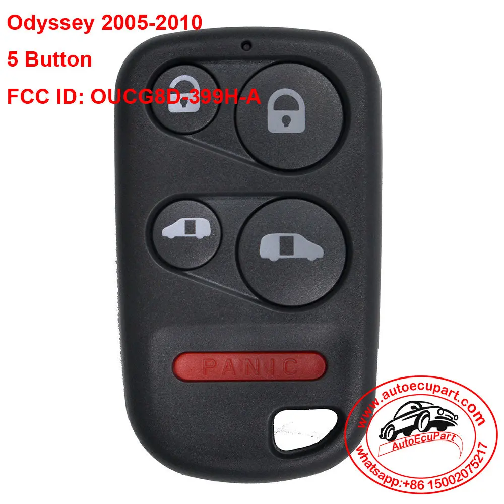 Replacement Remote Key Fob 5 Button For Honda Odyssey 2005-2010 Fcc Id: Oucg8d-399H-A 1