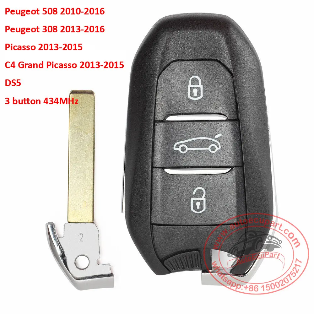 Smart Replacement Remote Key Fob 434Mhz Pcf7945 Id46 For Citroen C4l 2013-2015 ,Ds5, For Peugeot 508 308 Before 2016 1