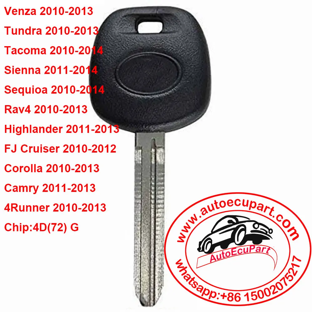 Transponder Key Fob With 4D(72) G Chip For Toyota Venza Tundra Tacoma Sienna Sequioa Rav4 Highlander Fj Cruiser Corolla 1