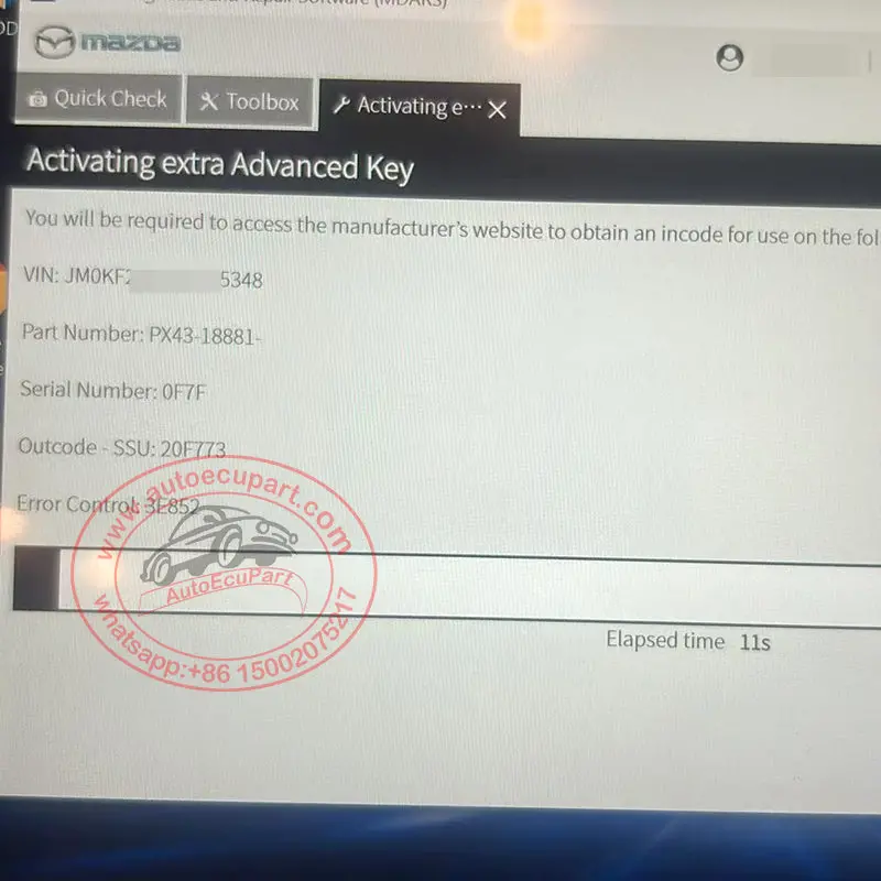 For New Mazda Mdars Incode Outcode Immo Pin Code Calculation For Key Program, Online Programming 1