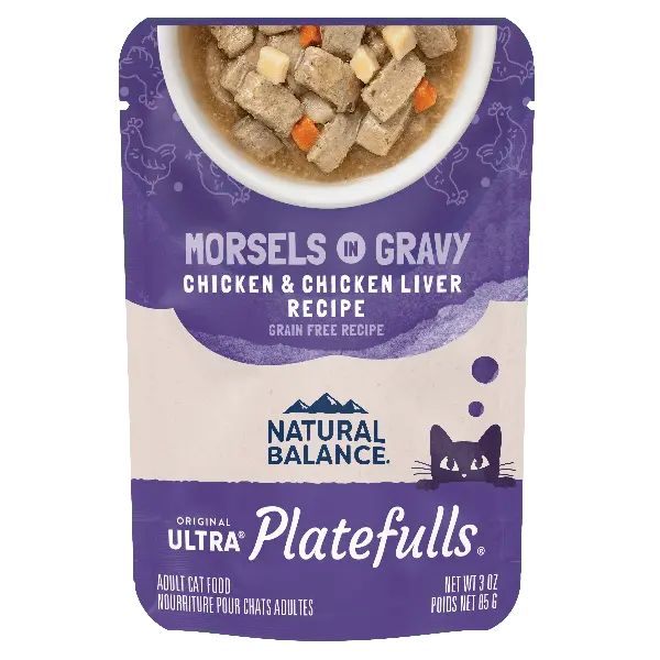 Natural Balance Platefulls Chicken & Chicken Liver Recipe Morsels In Gravy Cat Food Pouch 1