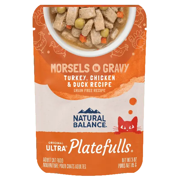 Natural Balance Platefulls Turkey, Chicken & Duck Recipe Morsels In Gravy Cat Food Pouch 1