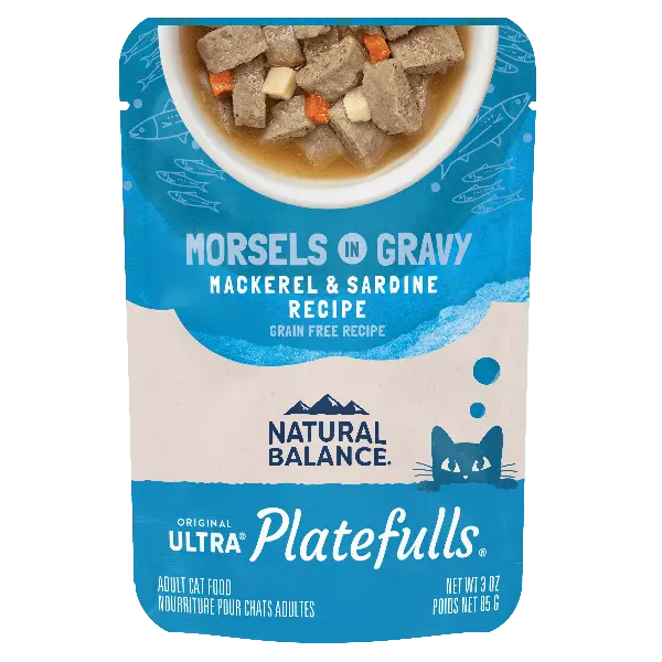 Natural Balance Platefulls Mackerel & Sardine Recipe Morsels In Gravy Cat Food Pouch 1